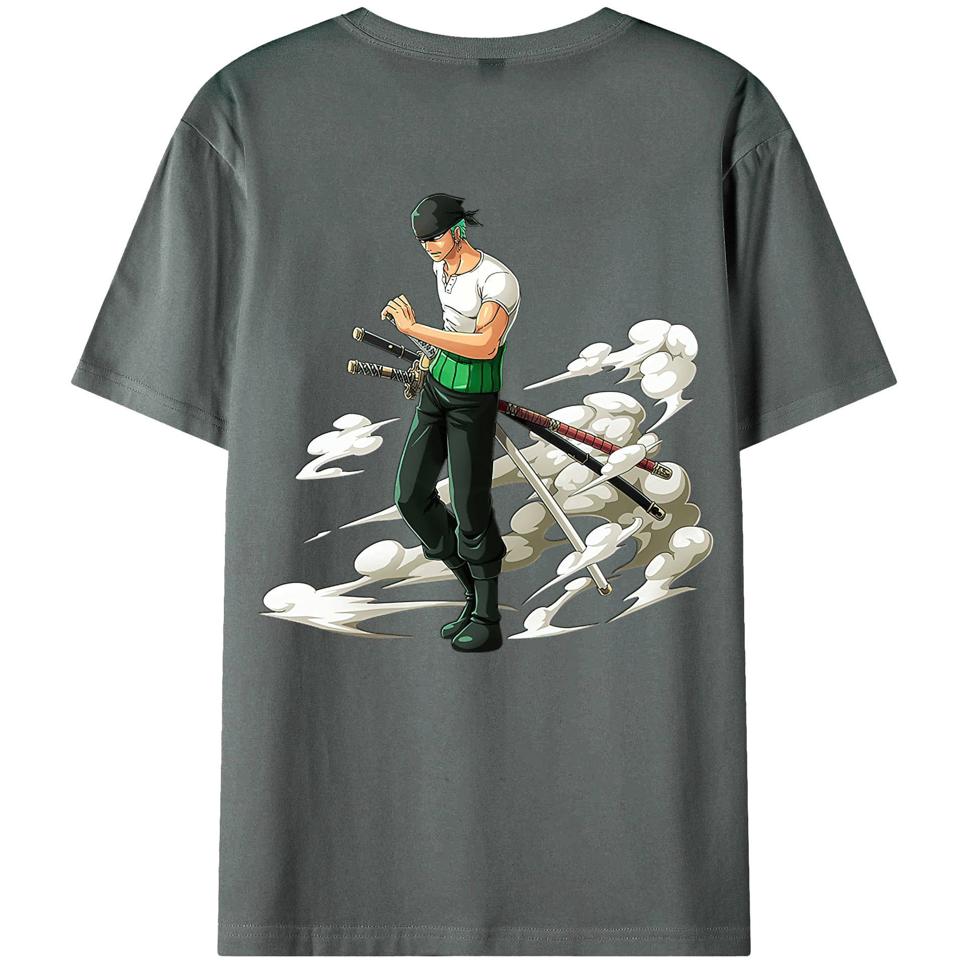 ワンピース ロロノア・ゾロ ONE PIECE Roronoa Zoro 綿100％ メンズ半袖Tシャツ（バックプリント） 通気性